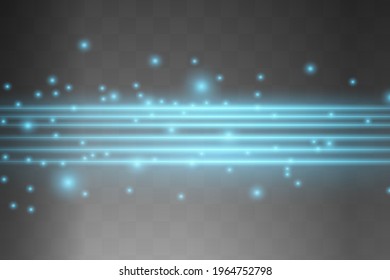 Abstract blue laser beam. Transparent isolated on black background. Vector illustration.the lighting effect.floodlight directional