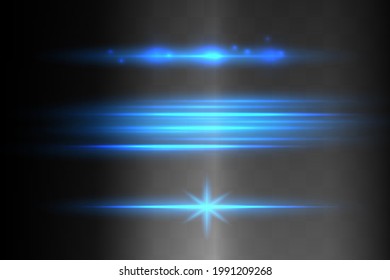 Abstract blue laser beam. Transparent isolated on black background. Vector illustration.the lighting effect.floodlight directional