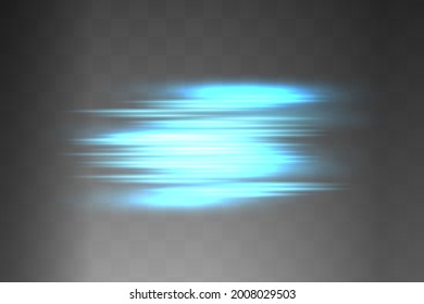 Abstract blue laser beam. Transparent isolated on black background. Vector illustration.the lighting effect.floodlight directional
