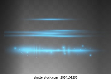 Abstract blue laser beam. Transparent isolated on black background. Vector illustration.the lighting effect.floodlight directional