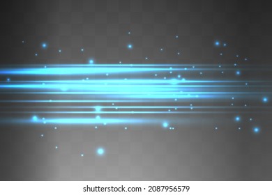 Abstract blue laser beam. Transparent isolated on black background. Vector illustration.the lighting effect.floodlight directional