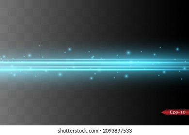 Abstract blue laser beam. Transparent isolated on black background. Vector illustration.the lighting effect.floodlight directional