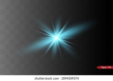 Abstract blue laser beam. Transparent isolated on black background. Vector illustration.the lighting effect.floodlight directional