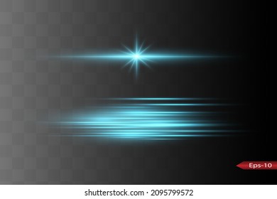 Abstract blue laser beam. Transparent isolated on black background. Vector illustration.the lighting effect.floodlight directional