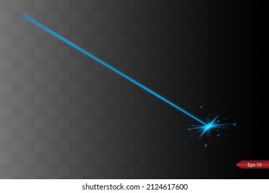 Abstract blue laser beam. Transparent isolated on black background. Vector illustration.the lighting effect.floodlight directional
