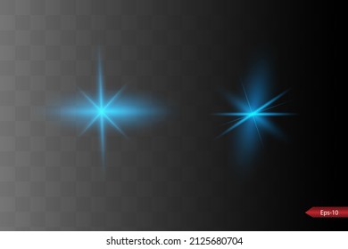 Abstract blue laser beam. Transparent isolated on black background. Vector illustration.the lighting effect.floodlight directional