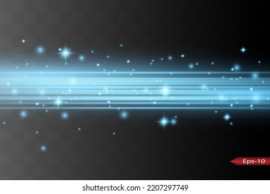 Abstract blue laser beam. Transparent isolated on black background. Vector illustration.the lighting effect.floodlight directional