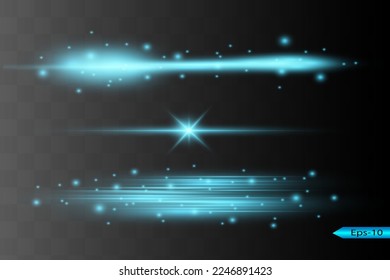 Abstract blue laser beam. Transparent isolated on black background. Vector illustration.the lighting effect.floodlight directional