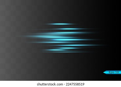 Abstract blue laser beam. Transparent isolated on black background. Vector illustration.the lighting effect.floodlight directional