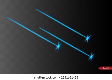 Abstract blue laser beam. Transparent isolated on black background. Vector illustration.the lighting effect.floodlight directional