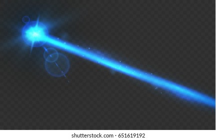 Abstract blue laser beam. Transparent isolated on black background. Vector illustration.the lighting effect.floodlight directional