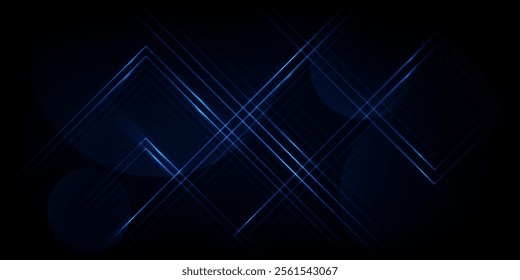 abstract blue laser light arrow lines on the dark polygonal texture wall background