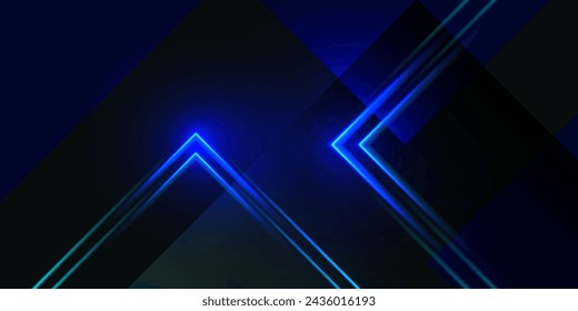 abstract blue laser light lines on the dark wall background.