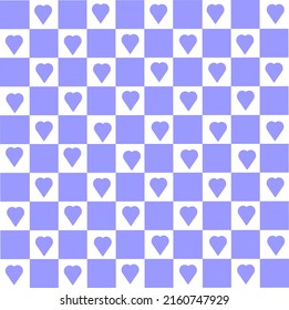 Abstract  blue Lattice Pattern Background Vector With Red Heart Shape