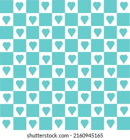Abstract  blue Lattice Pattern Background Vector With Red Heart Shape