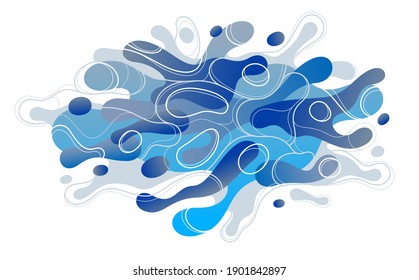 Abstract blue lava fluids vector illustration, bubble gradients shapes in motion, artistic background graphic element, dynamic modern art liquid forms flowing.