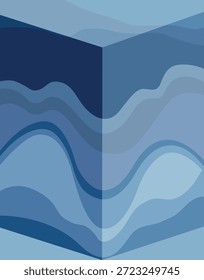 Ondas en capas de color azul Abstractas con composición geométrica dividida