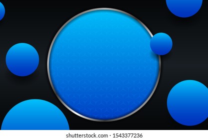 Abstract blue layers circle frame background  texture line decoration. Luxury and premium concept vector design template for use element modern cover, banner, card