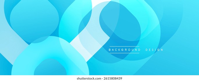 Abstract blue layers create dynamic composition. Smooth gradients, overlapping shapes suggest depth, modern aesthetic.