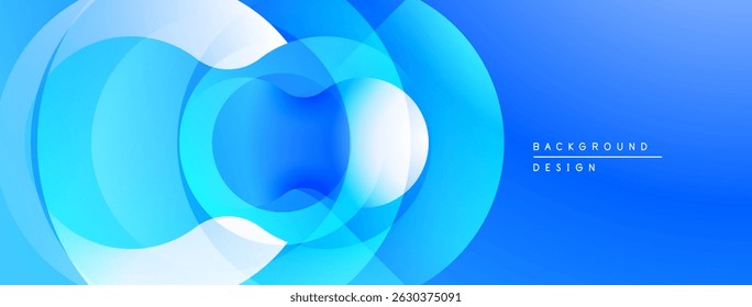 Camadas azuis abstratas criam ilusão de túnel dinâmico. Óculos de gradiente sugerem elementos de design modernos e de profundidade. O texto mínimo indica a finalidade do plano de fundo.