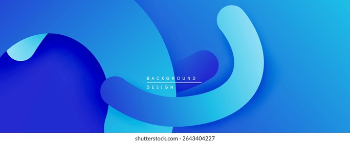 Abstract blue layers create dynamic flow. Smooth shapes overlap, forming modern background design. Gradient shades add depth.