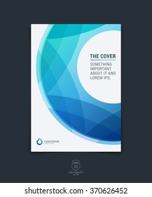 Abstract blue layout brochure, magazine, flyer design, cover or report in A4 with  geometric round circle shapes. Vector Illustration.