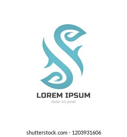 Abstract blue leaf logo