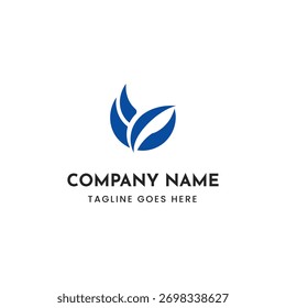 Ilustración Abstractas del concepto del diseño del logotipo de la hoja azul en blanco