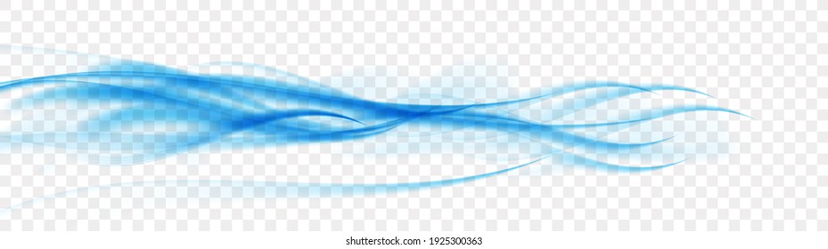 Abstract blue leaping into the distance Wave on transparent Background. Vector Illustration. EPS10