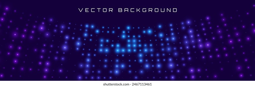 Abstract Blue LED Panel Lights Background. Radiant Lights Grid. Beautiful Sparks Shine Special Light. Vector Illustration.