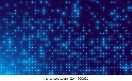 Abstract Blue LED Panel Lights Background. Radiant Lights Grid. Beautiful Sparks Shine Special Light. Vector Illustration.