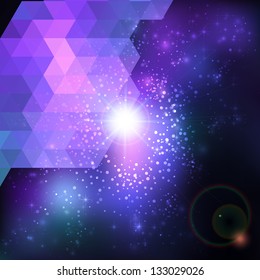Abstract blue lens flare technology  background. Vector illustration.