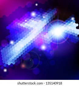 Abstract blue lens flare technology  background. Vector illustration.