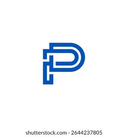Abstract Blue Letter P Logo Design Vector