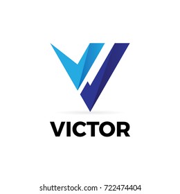 Abstract Blue Letter V Logo template
