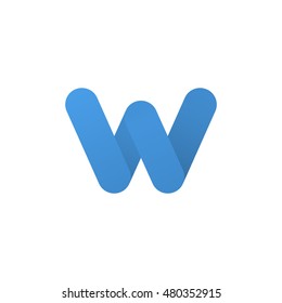 Abstract blue letter W logo design template. Icon shape element. You can use logotype in energy, environmental protection, medical science concept icons. Symbol of alphabet. Vector 3D illustration.