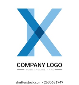 abstract blue letter x and k company logo design with overlapping shapes and clean modern branding style	