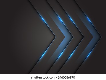 Abstract blue light 3D arrow direction on dark grey blank space design modern futuristic technology background vector illustration.