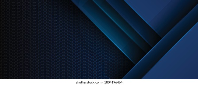 Abstract blue light 3D arrow direction on dark grey blank space design modern futuristic technology background vector illustration