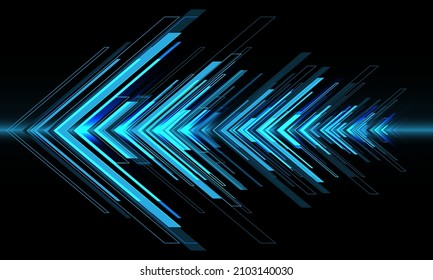 Abstract blue light arrow cyber technology on black design modern futuristic background vector illustration.