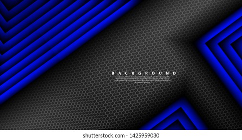 Abstract blue light arrow direction on black design modern futuristic background 
