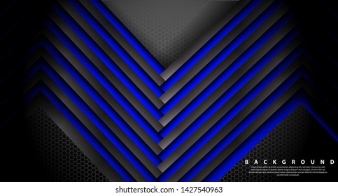 Abstract blue light arrow direction on black design modern futuristic background 
