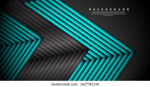 Abstract blue light arrow direction on black design modern futuristic background 
