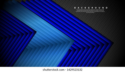 Abstract blue light arrow direction on black design modern futuristic background 
