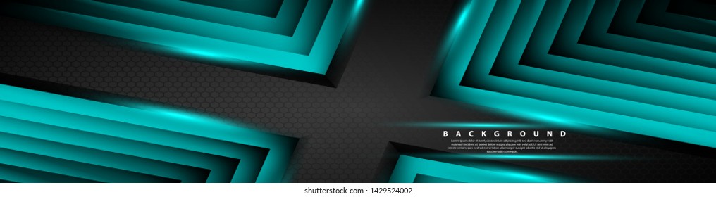Abstract blue light arrow direction on black design modern futuristic background . vector banner
