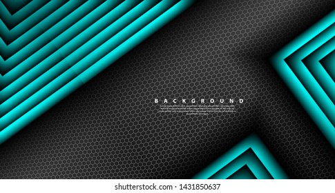 Abstract blue light arrow direction on black design modern futuristic background 
