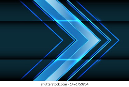 Abstract blue light arrow direction on dark design modern futuristic technology background vector illustration.