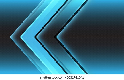 Abstract blue light arrow direction geometric hexagon mesh design modern futuristic background vector illustration.