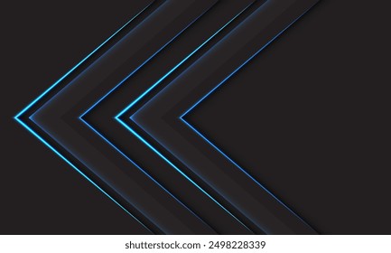 Abstract blue light arrow direction geometric on black blank space design modern futuristic technology background vector illustration.
