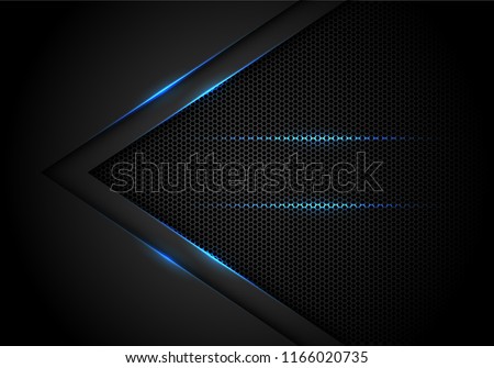 Abstract blue light arrow on black with hexagon mesh design modern luxury futuristic technology background vector illustration.